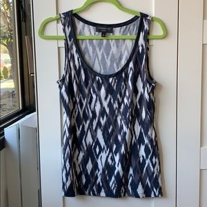 Banana Republic Luxe Touch Ikat Print Tank sz S purple lavender navy